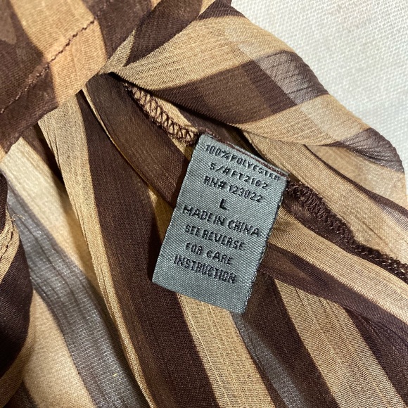 Vintage Flowy Sheer Brown Striped Tunic - Picture 3 of 5